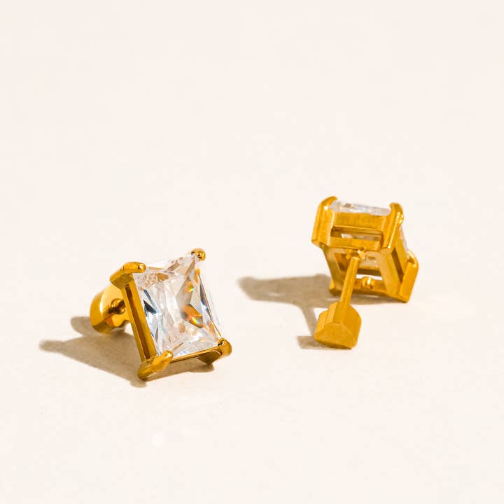 Náušnice AVENN OBDĹŽNIK 18K GOLD PLATED